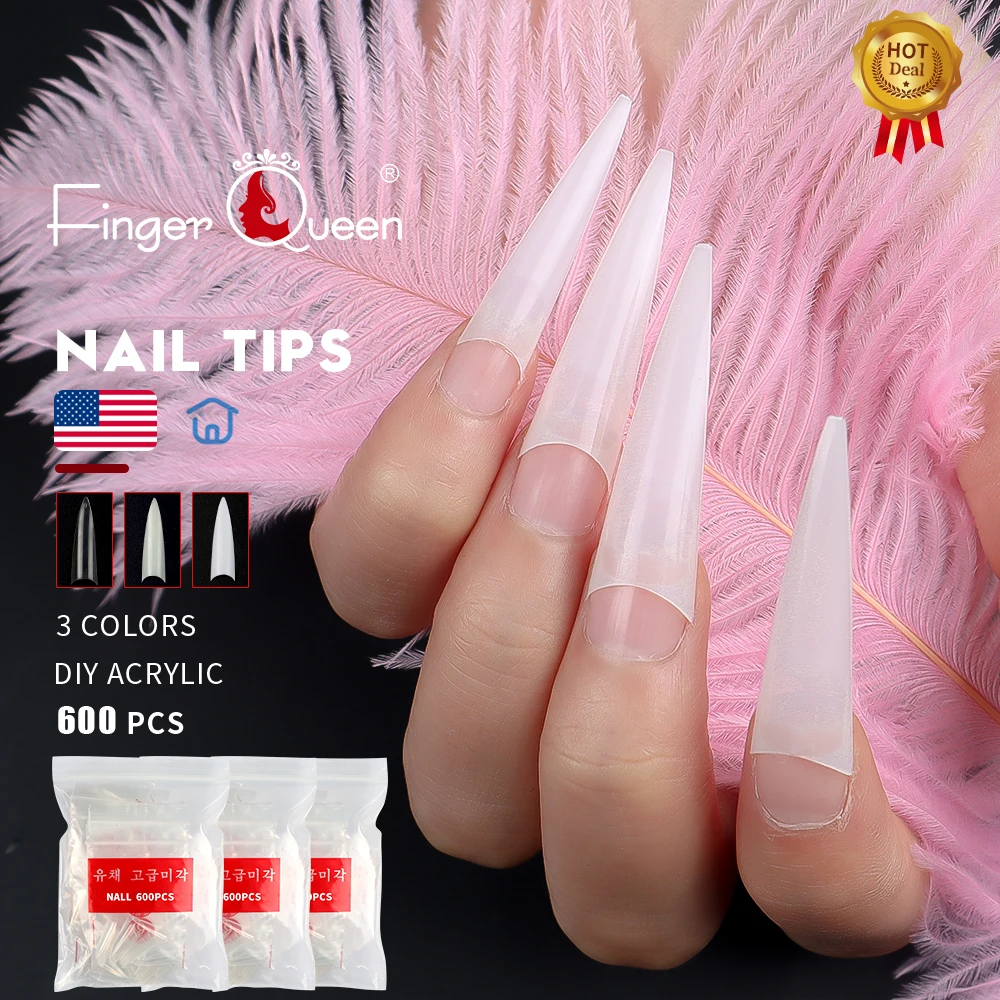 

Nails Tips 500 False Nails Press On Acrylic Art Artificial With Design Fingernail Fake Supplies Form Ballerina Display Clear