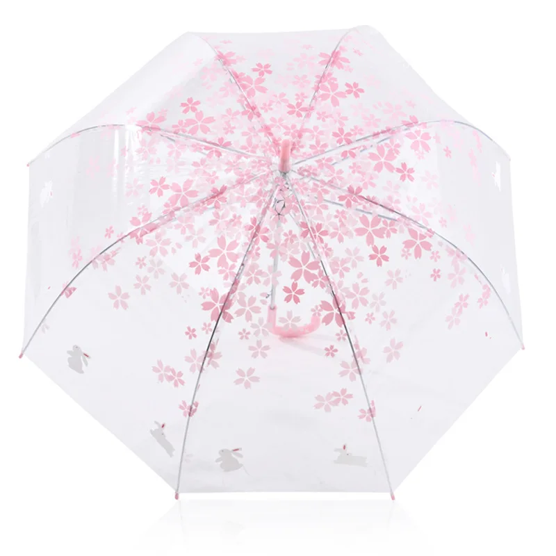 Зонт принцессы Simanfei Розовый с вишней Кроликом прозрачный зонт мужской женский