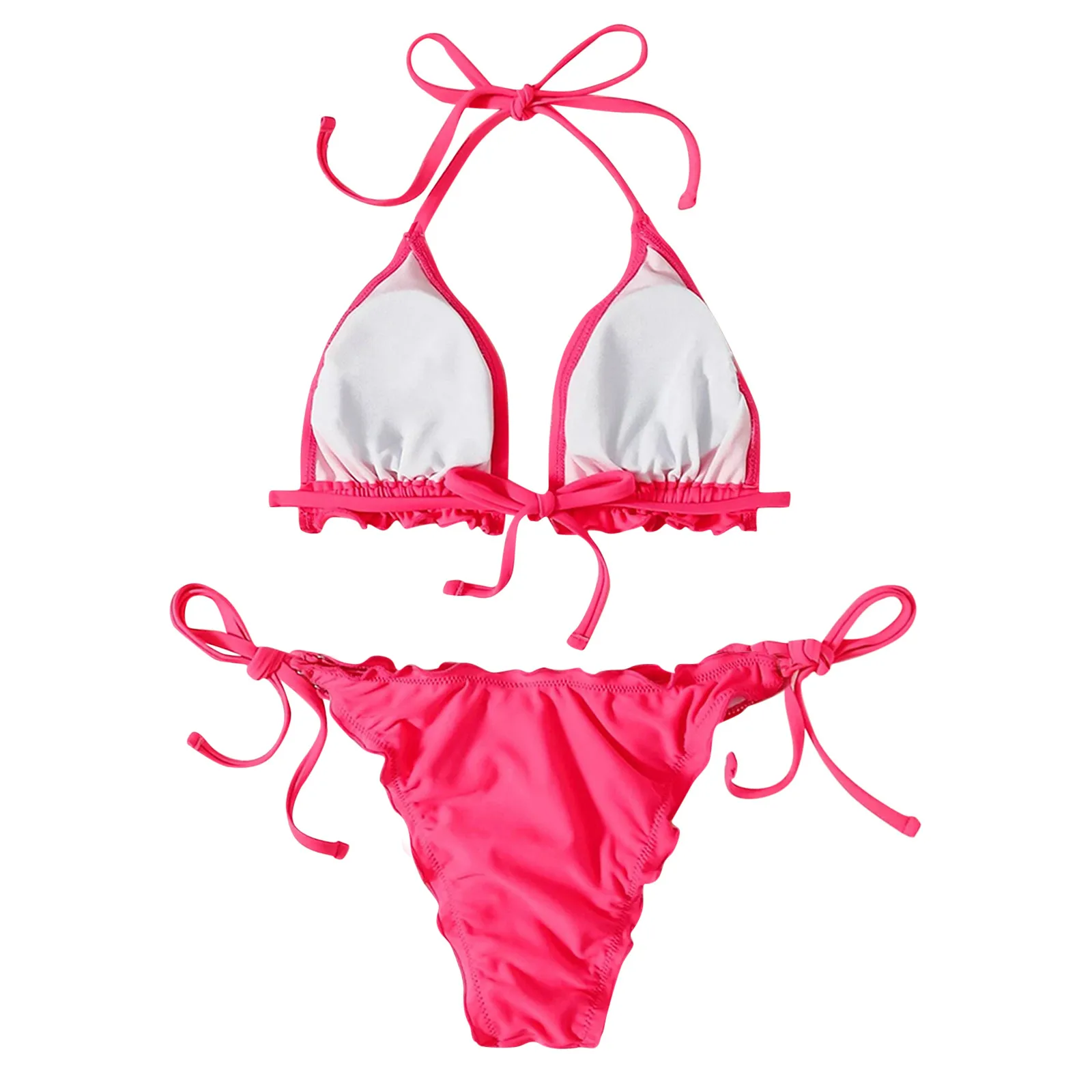 

Women's Sexy High Breast Contrast Gradient Split Bikini Set One Piece Swimsuit Bandeau Bandage Bikini Set comfortable high qual