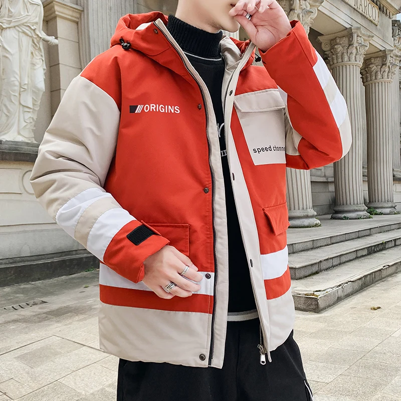 

TFETTERS Brand Winter Jacket Men Hooded Jackets Coat Clothes Men New Patchwork Color Fashion Streetwear Jacket Men M-4XL