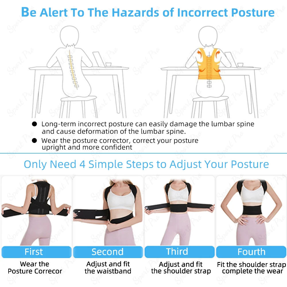 Back Posture Corrector For Support Brace Shoulder Massage Straight Straightener Correction | Спорт и развлечения