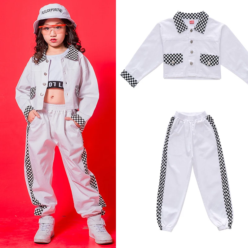 Танцевальные костюмы в стиле хип хоп детский белый костюм танцевальные