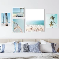 california beach van canvas painting ferris wheel print tropical palm poster pastel color wall art nordic decoration pictures