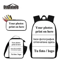 3 PCS Set Custom Logo Hot Transfer Sublimation Printing School Backpack With Lunchbox Pencil Case Children DIY Food Cooler Bag