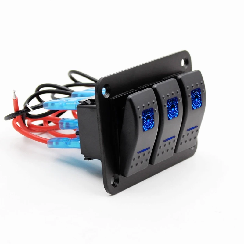12V-24V-3-Gang-Dual-LED-Light-Rocker-Switch-Panel-Bar-Car-Caravan-Boat-Rv-Blue | Обустройство дома