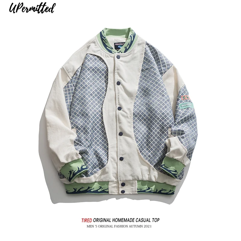 

2021 Autumn New Unique Design Baseball Jacket Men's Fashion Loose Color Matching Casual Patchwork American Hot Sale Top Quanlity