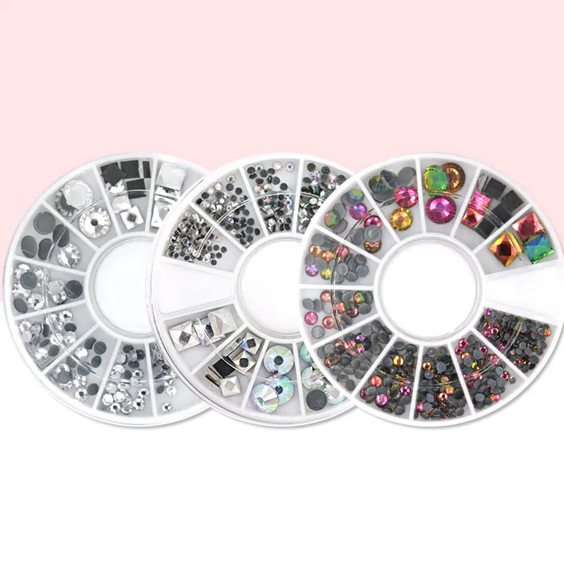Коробка DIY Nail Art AB Стразы для ногтей квадратной формы круглые многоразмерные круглые наклейки для украшения различных цветов 3D Белый SIMINAIL