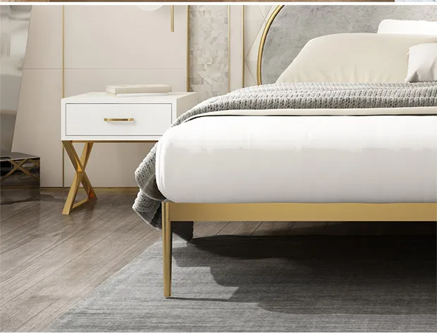 White Modern Iron Casting Golden Nightstand Coffee End Bedside Table Home Furniture Nightstand Cabinet Cupboard Bed Room
