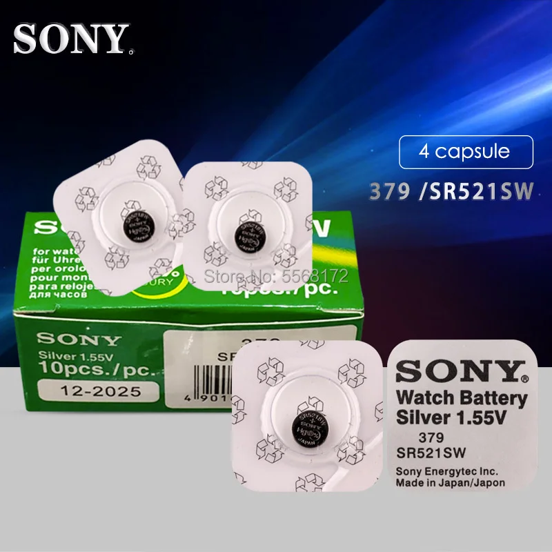 SONY 4 шт./лот однозернистая упаковка оксид серебра батарея для часов 379 SR521SW 521 1 55 V