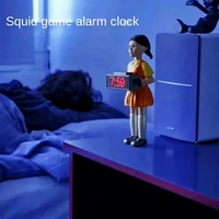 squid game alarm clock wake you up korean tv squid game clock red number screen robot wooden doll clock funny doll alarm clock