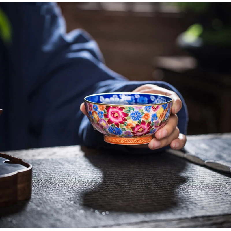 

Exquisite Jingdezhen Kung Fu Teacup Ceramic Handmade Blue and White Porcelain Enamel Pastel Wanhua Master Single Tea Mud Tea Set