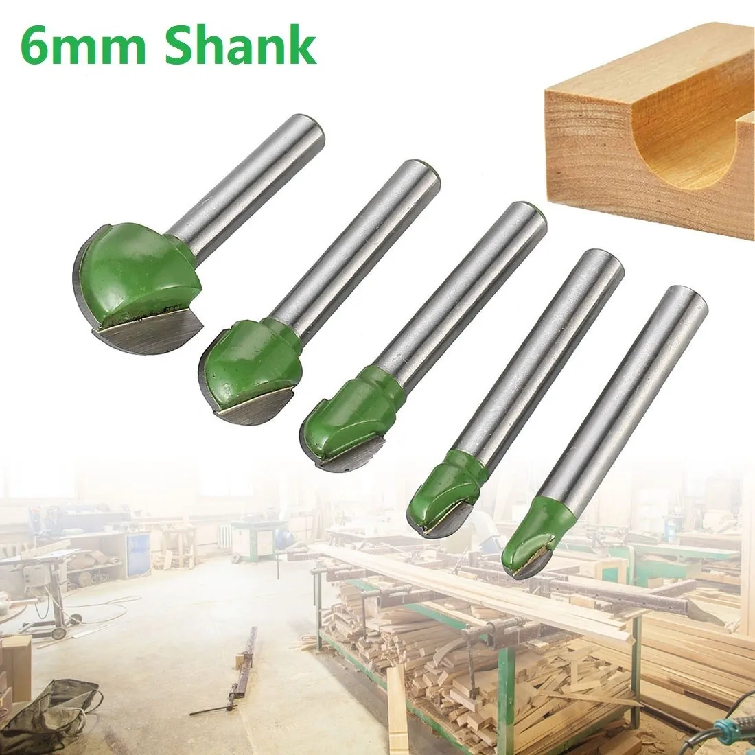 

1pc 6mm Shank Ball Nose End Mill Wood Router Bit Round Nose Cove Core CNC Milling Cutter For Woodworking Carbide Cutting Tool