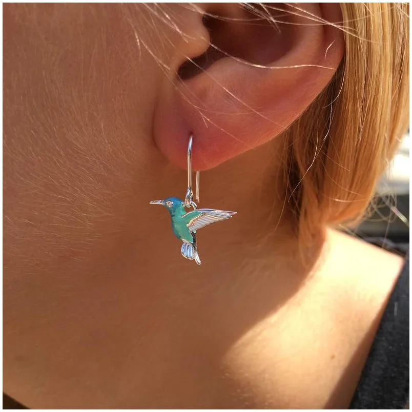 

New jewelry fashion Retro Blue Bird Earrings