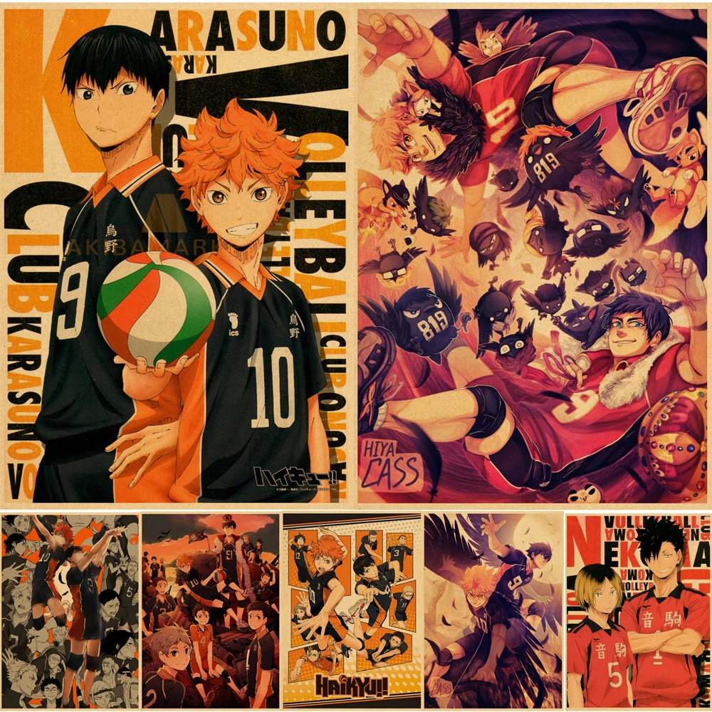 Постер Haikyuu из японского аниме, винтажный мультяшный Kuroo, крафт-бумага, высокое качество, домашний художественный принт, настенная наклейка, ...
