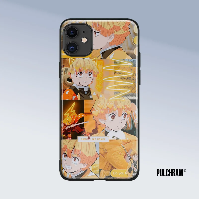 Чехол для телефона Zenitsu KIMETSU NO YAIBA стеклянный iPhone 6 6s 7 8 x xr xs 11 pro max Samsung S note 9 10 20