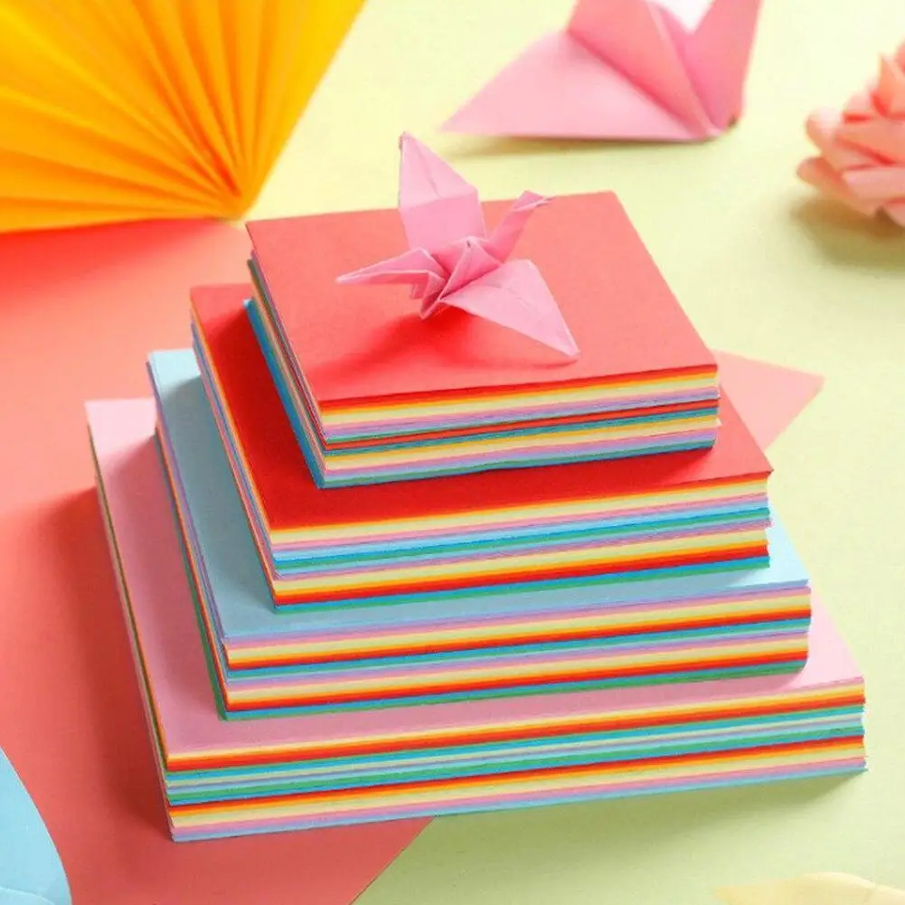 

100 шт. квадратная бумага для оригами для детского творчества, двухсторонняя цветная Складная бумага для рукоделия, скрапбукинга, декоративн...