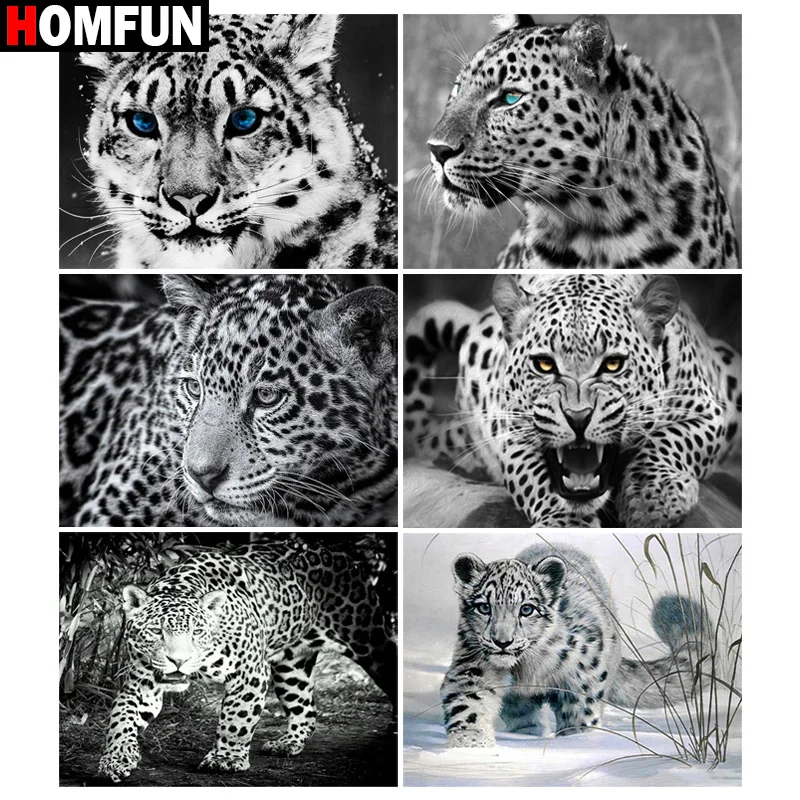 

HOMFUN 3D Алмазная живопись «животное леопард», «сделай сам», Набор для вышивки крестиком, квадратная круглая Алмазная вышивка