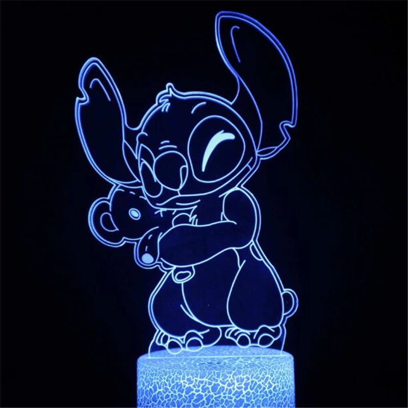 Disney мультфильм 3D лампа Лило и Стич светодиодный ночной Светильник иллюзия Лампа