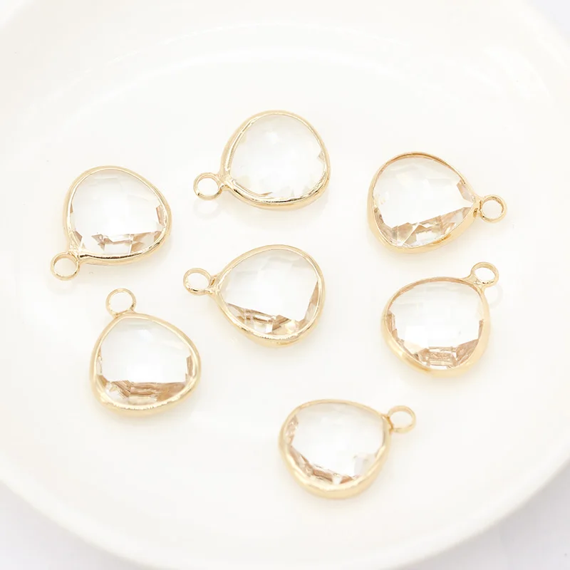 clear 12p12x13mm Ассорти Сердце Граненый кристалл Обрамленный Подвески со стеклянными шармами соединители серьги фурнитура ювелирные изделия Одежда металлические бусины - Цвет: clear