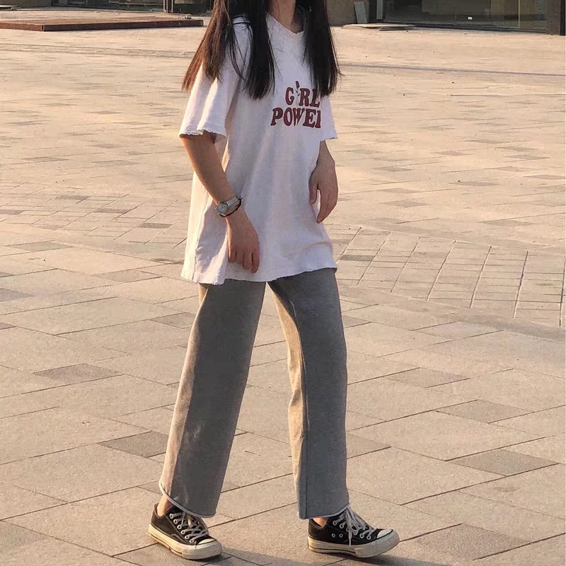 Женские повседневные Прямые брюки GOOHOJIO свободные на завязках с высокой талией и