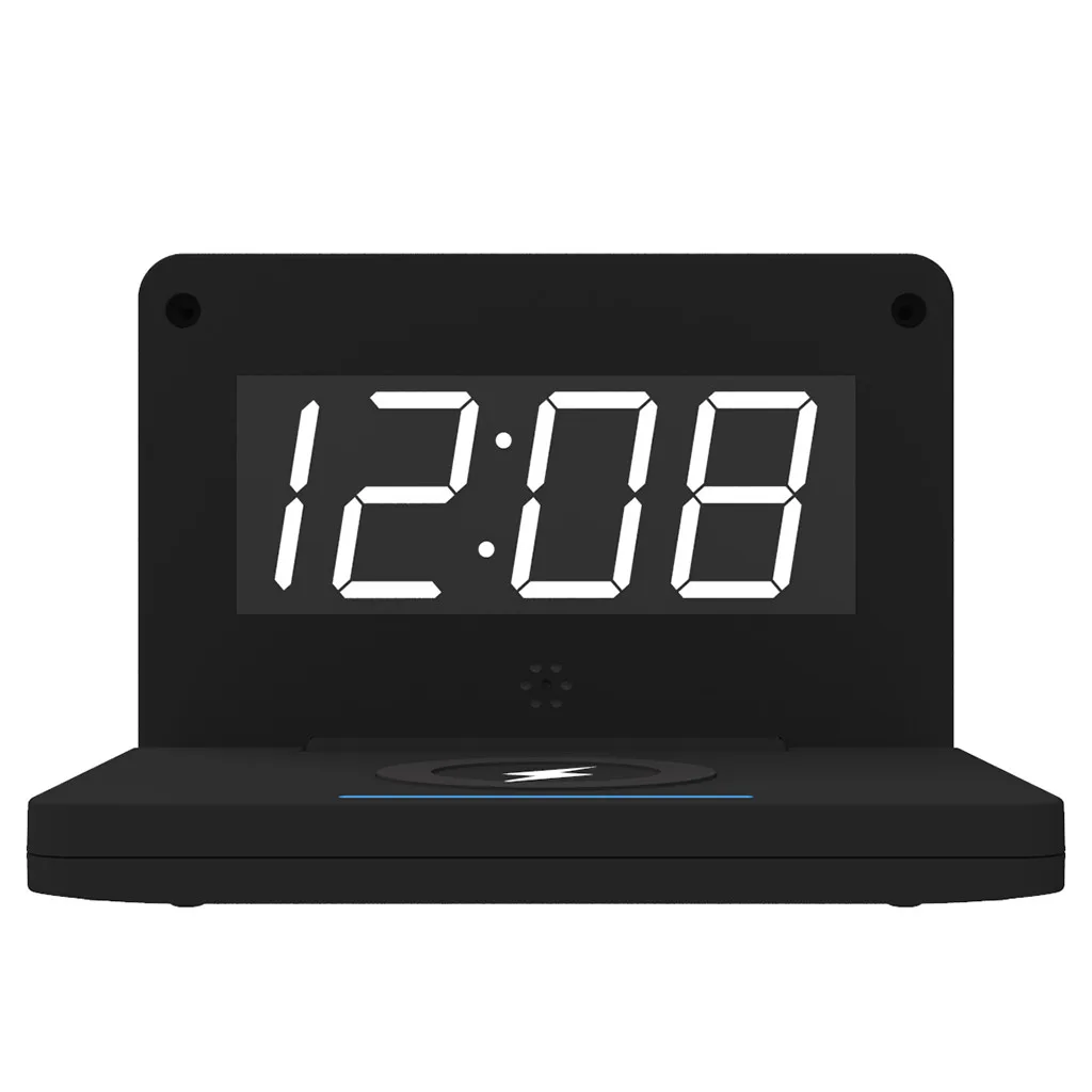 Будильник для спальни с теплым светом настольное светодиодное цифровое USB Qi
