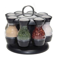 8 pcs16 pcs spice jars set with round rotatable storage rack cruet condiment