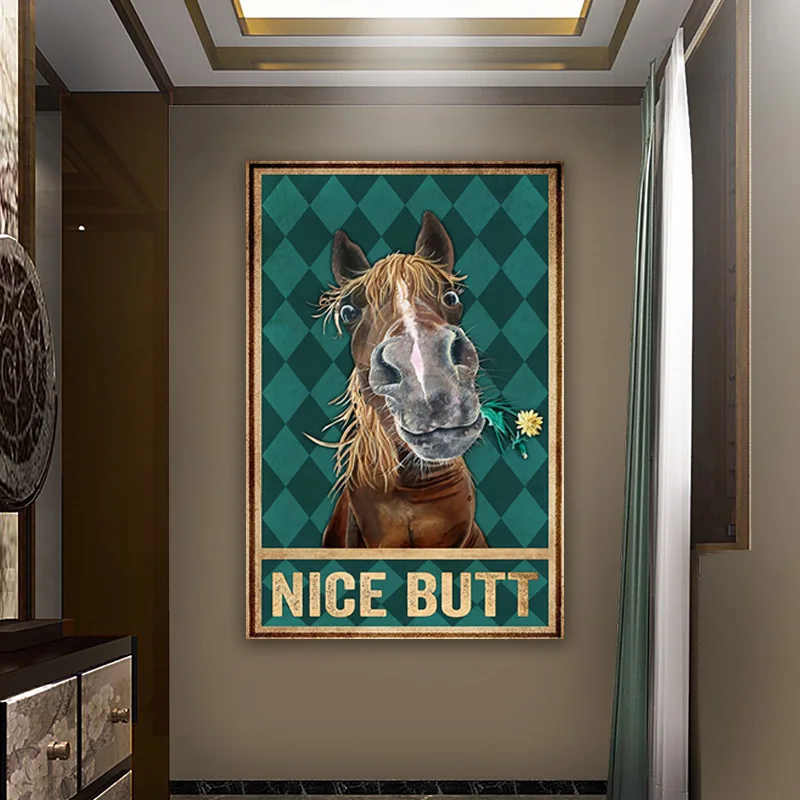 

Funny Bathroom Toilet Wall Art Posters and Prints , Horse Goat Animals Vintage Canvas Painting Pictures WC Bathroom Wall Decor