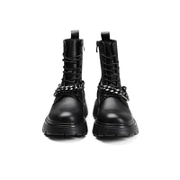 european punk mortocycle boots mens winter fashion soliders metal chain thick soled cool boy heighten shoes