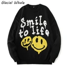 GlacialWhale мужской кардиган вязаный мужской зимний модный 2021 новый смайлик хип-хоп свитер мужские негабаритные свитера черный свитер мужской