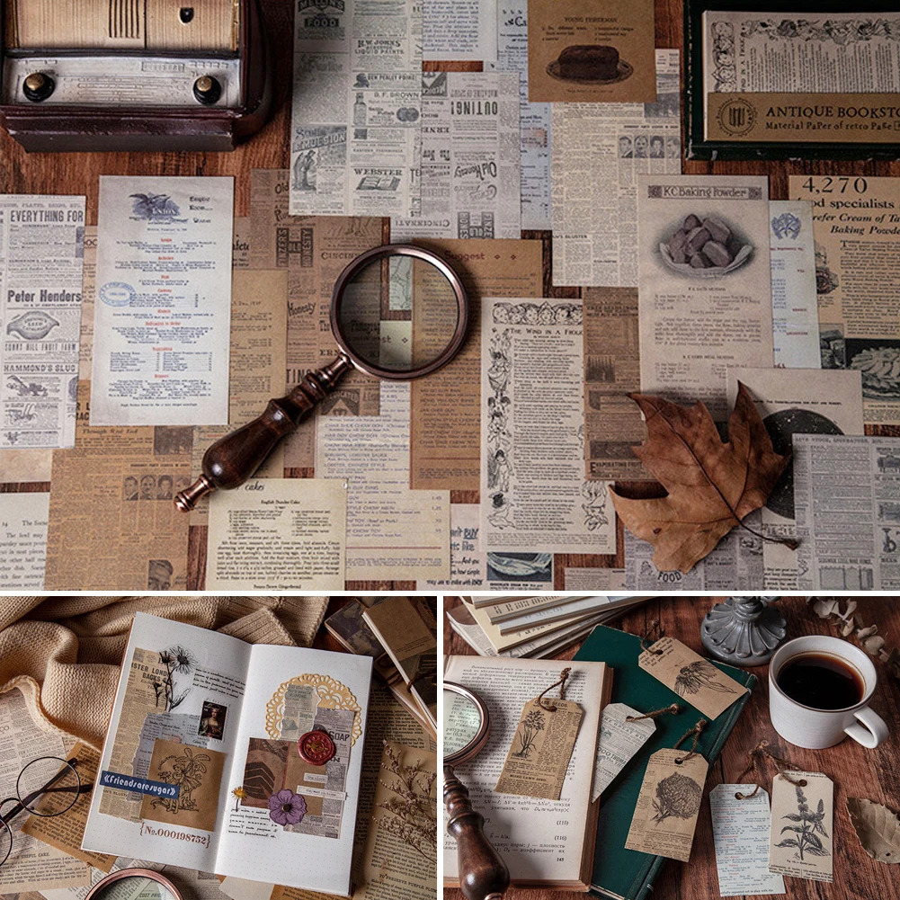 60 листа/уп наклейки для ногтей с пакет ретро Бумага набор сделай сам Скрапбукинг