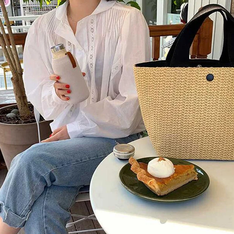 Вместительные соломенные сумки для женщин ручная работа тканая корзина сумка