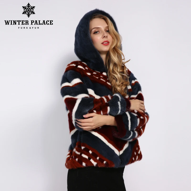ЗИМНИЙ ДВОРЕЦ 2019 Новая зимняя норковая шуба с капюшоном из импортного бархатного