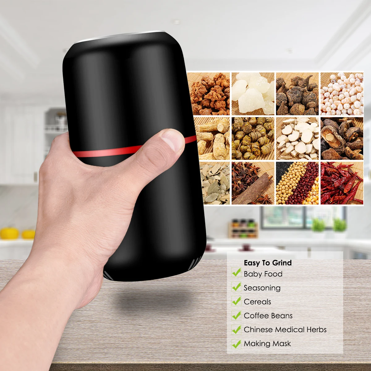 

Coffee Grinder 150W 100g Capacity Electric Coffee Bean Mill Spices Herbs Nuts Grinder Electric Coffee Grinder