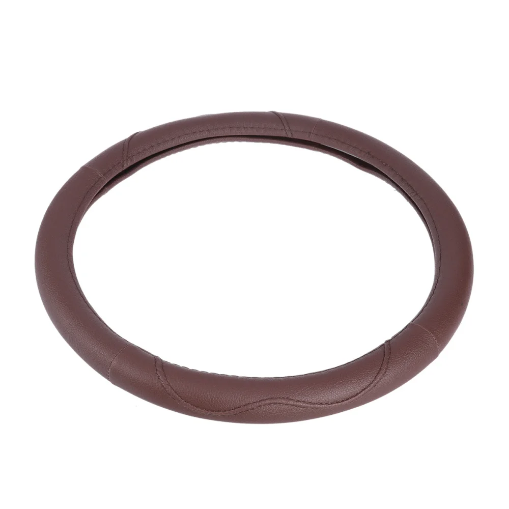 

38cm Universal Car Leather Steering Wheel Breathable Anti-slip Cover Wheel Sleeve Protector(Black and Red)