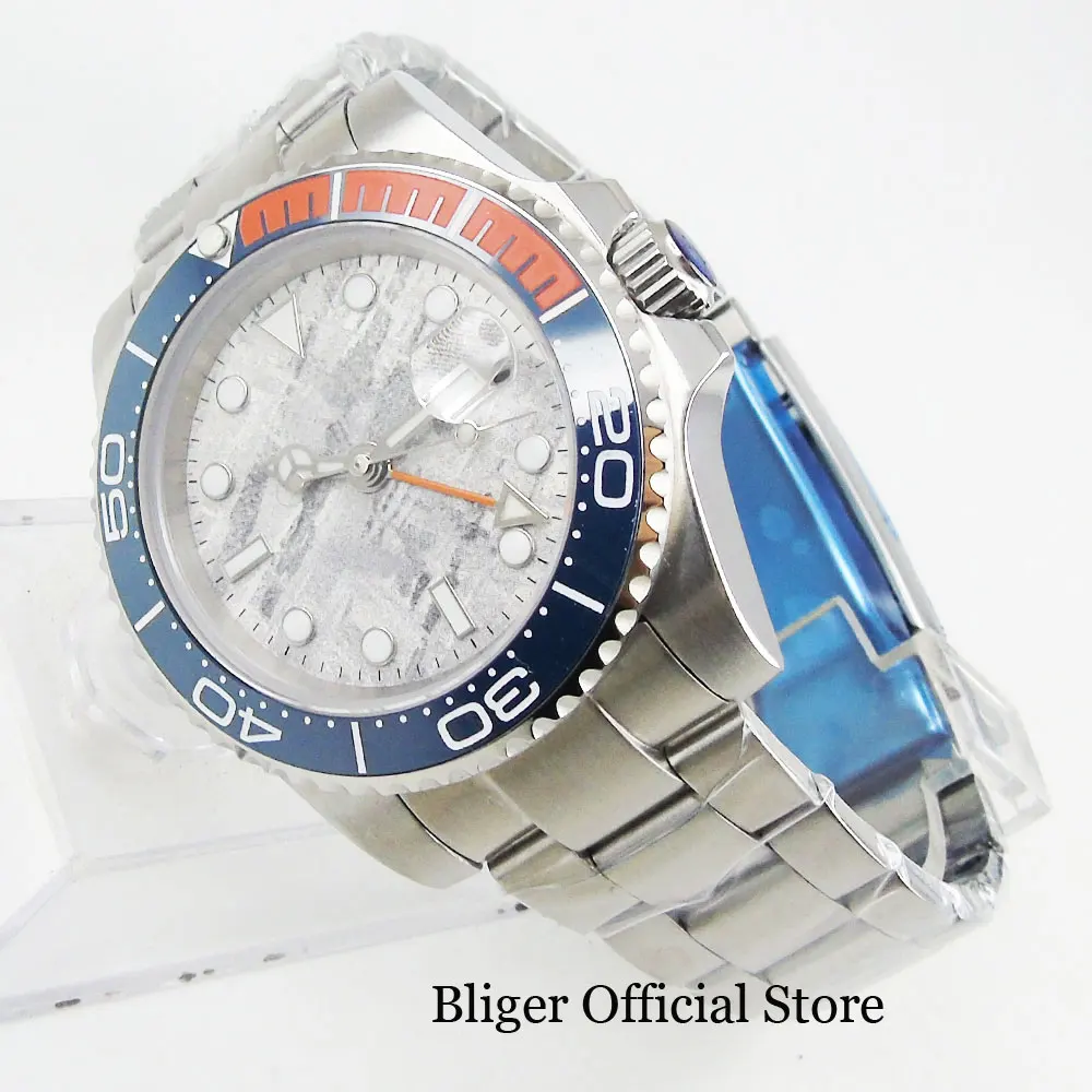 Топ бренд Новый 40 мм серый циферблат автоматический механизм самобмотки функция