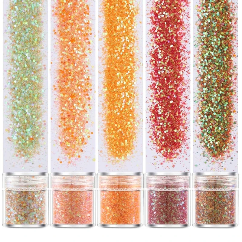 

5 Colors Mixed Holographic Makeup Chunky Glitter Face Body Eye Hair Nail Epoxy Resin Festival Chunky Hexagons Sequins