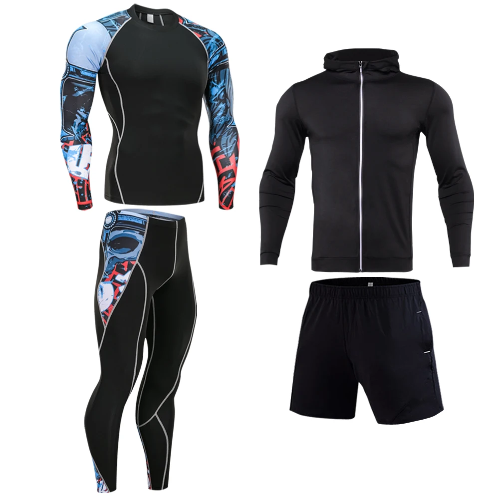 Running Men’s Thermal Underwear Underpants Set Sports Compression Suit Sportswear Men’s Fitness Slim Jogging Basic Layer Set