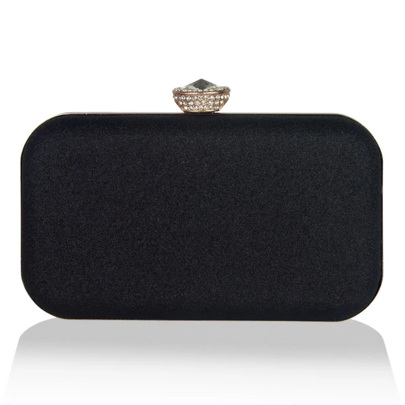 

Black Leather Evening Bags Rectangle Box Bag Elegant Clutch Bag Female Fashion Party Clutches Hard Surface Shoulder Pouch Purse