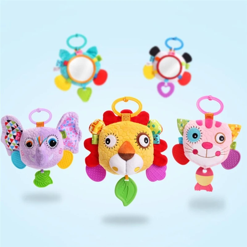 

Baby Rattles Cartoon Animal Crib Bed Hanging Haha Mirror Safety Plush Soft Toys Rattle Teether Newborn Hand Grip Fabric Toy