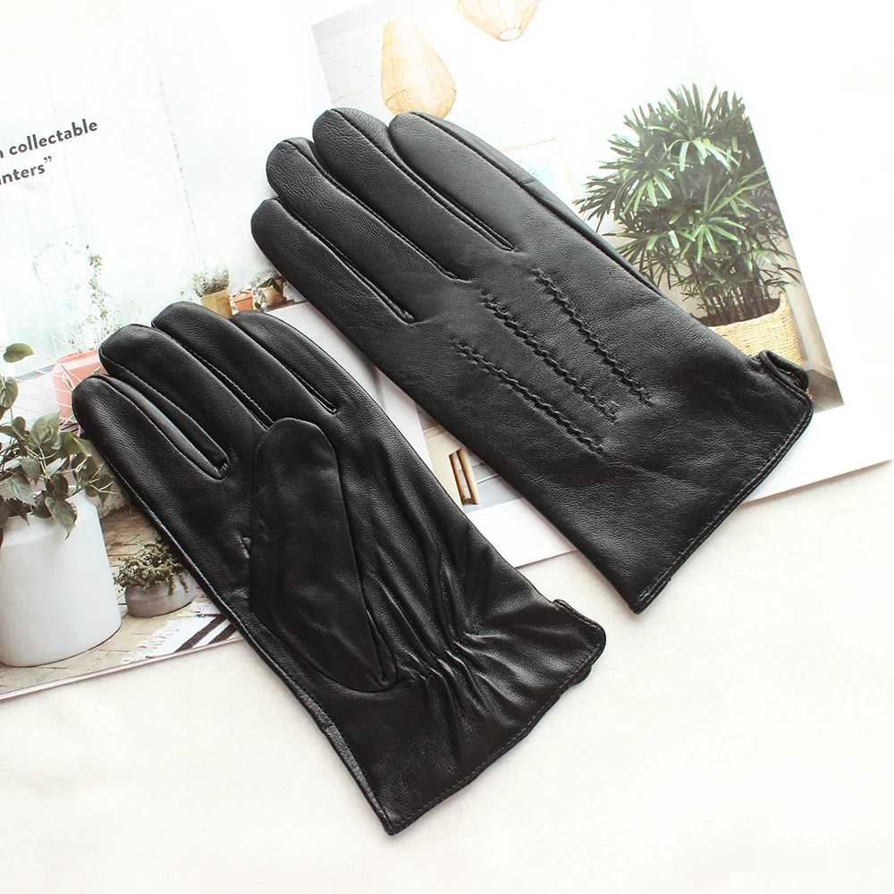 Bickmods Новые мужские модные перчатки из овчины короткие Стильные черные