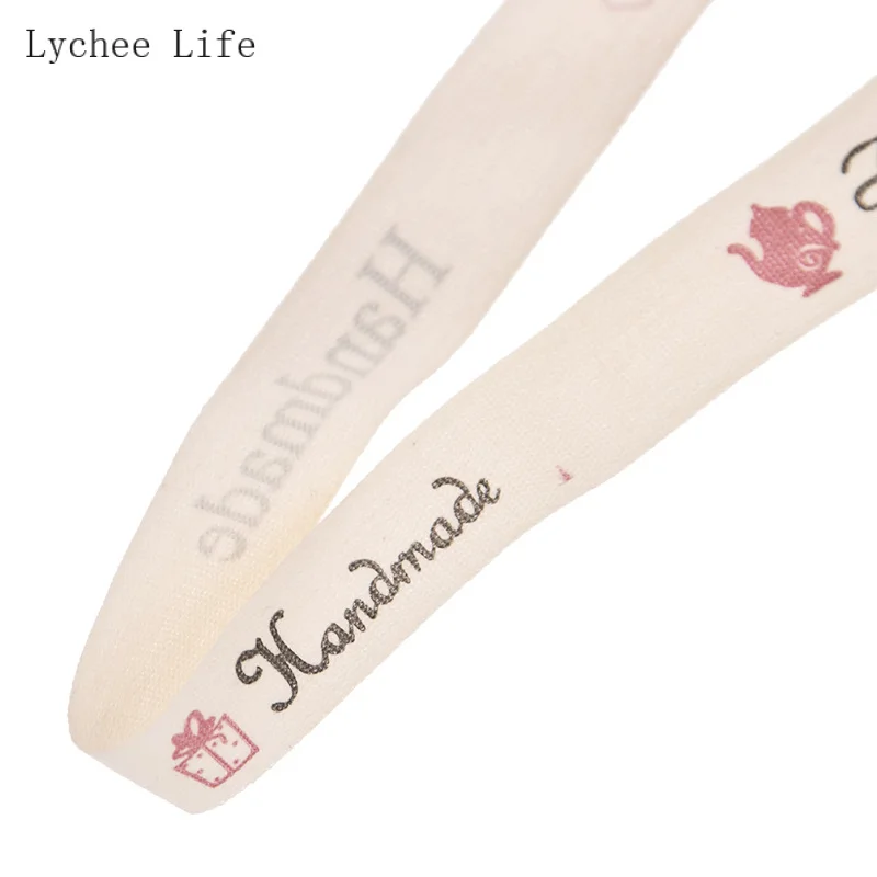 10 метров ручной работы сердце печатных хлопок метки одежды для Diy сумки Швейные