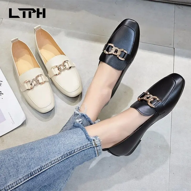 Женская простая обувь на мягкой плоской подошве с низким вырезом и квадратным