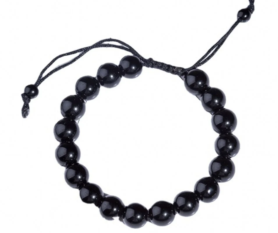 

1PCS Obsidian Fitness Beaded Bracelet Natural Stone Anti Fatigue Bracelet Fashion Women Men Jewelry Gifts Diameter 10mm Black