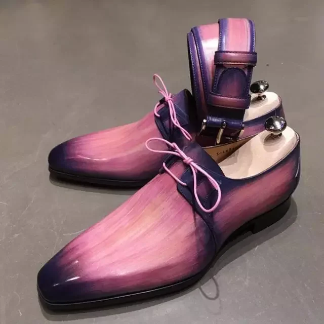 

Men's Pure Color Gradient Handmade PU Low Heel Strap Pointed Toe Four Seasons Fashion Trend Business Casual Shoes YX103