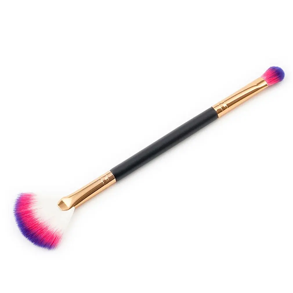 2 в 1 Кисть для макияжа форме веера домашние тени век пудра лица румяна щек