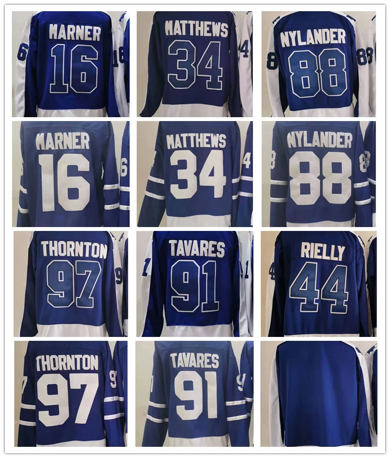 

Toronto Hockey Jersey Men's MARNER #16 MATTHEWS #34 RIELLY #44 NYLANDER #88 TAVARES #91 THORNTON Retro Women Luxury Brand Youth