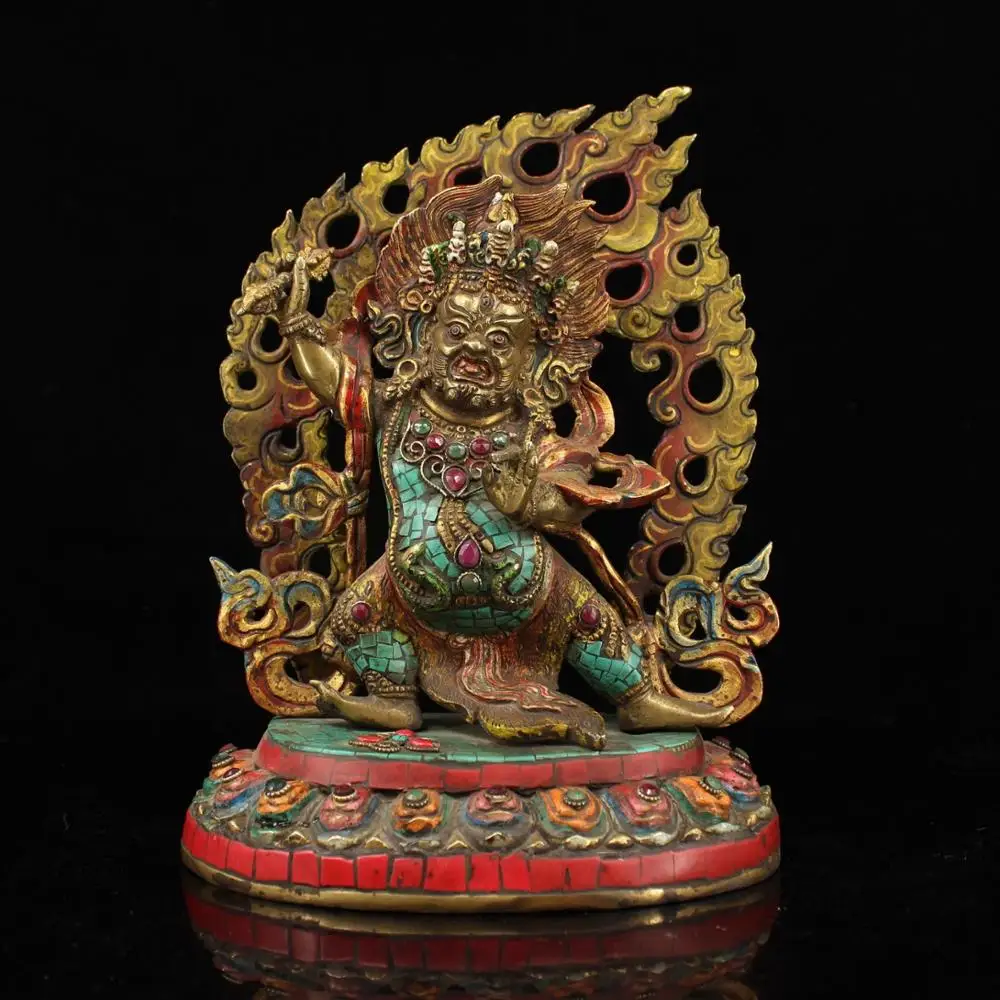 

Свадебное украшение, коллекция тибетских монастырей, из старой меди, инкрустированные драгоценными камнями, окрашенные золотом и статуей в...