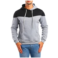 mens casual color block top mens hooded pullover sweatshirt with pocket