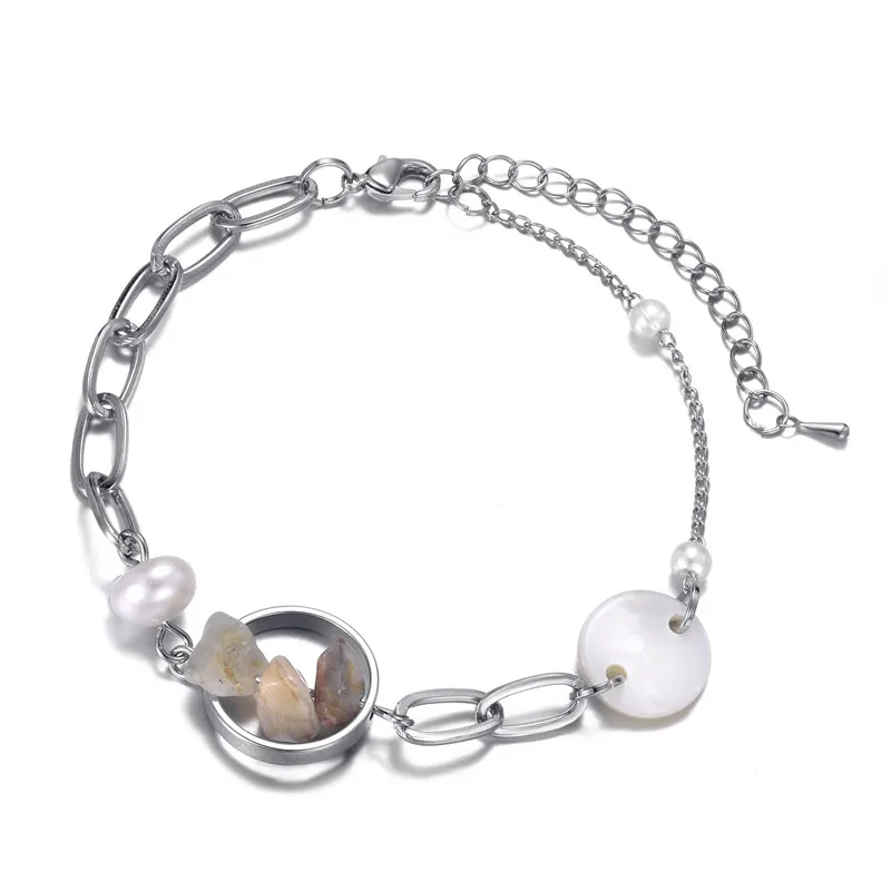 

Silver Bracelet for Women Chain Link Bangle Trendy Cuban Classic Rope Crystal Beads Bracelet Wrap Bracelet OT Button Rose 632