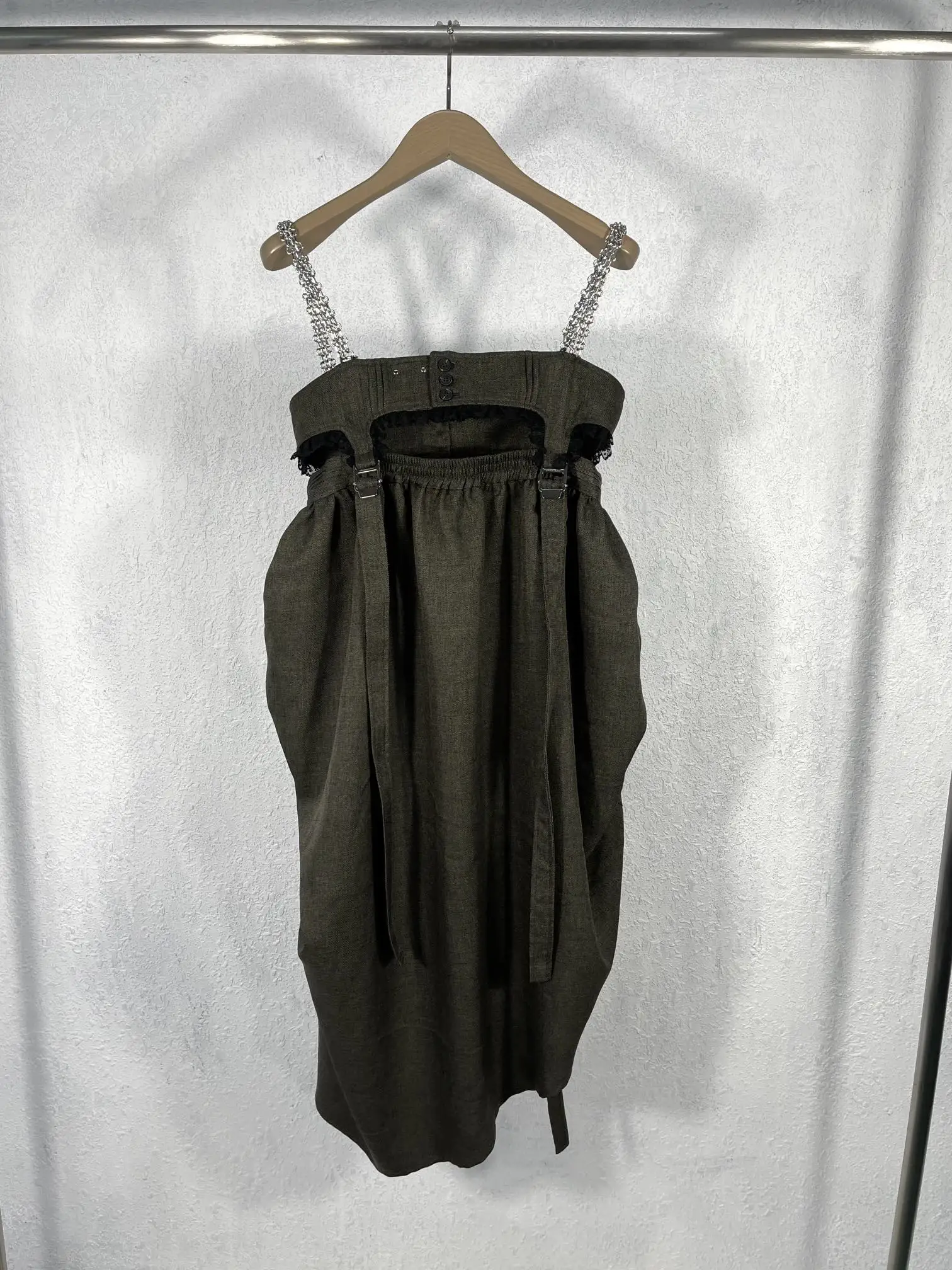 

new ladies fashion 2021 sleeveless chain sling irregular hem multi-wear dress 0104